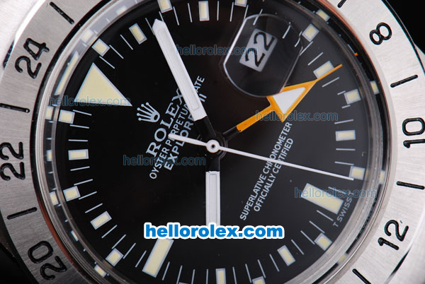 Rolex Explorer II Oyster Perpetual Automatic Swiss ETA Case with Black Dial and Beige Marking - Click Image to Close